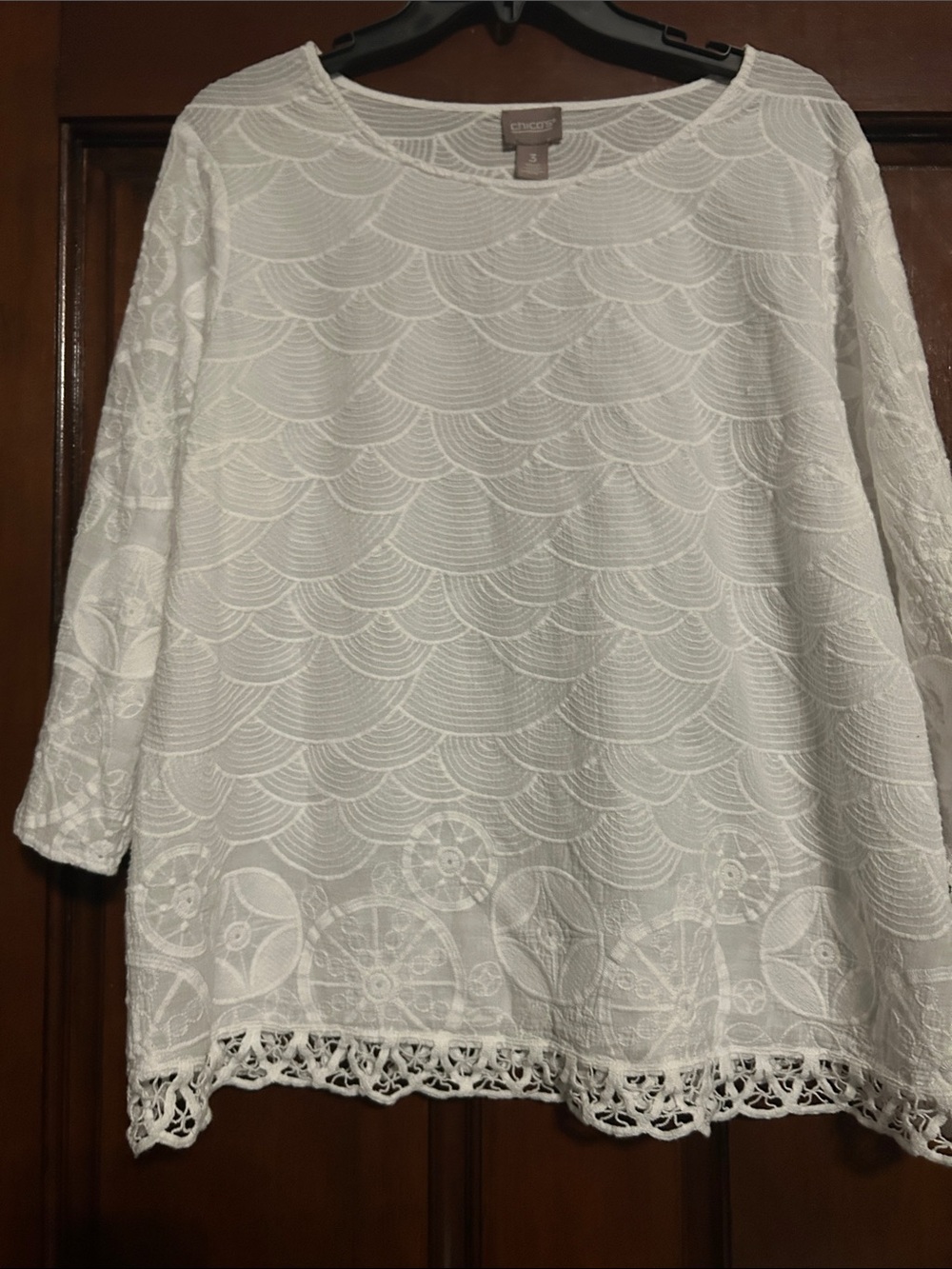 Chico's White Embroidered Lace Tunic